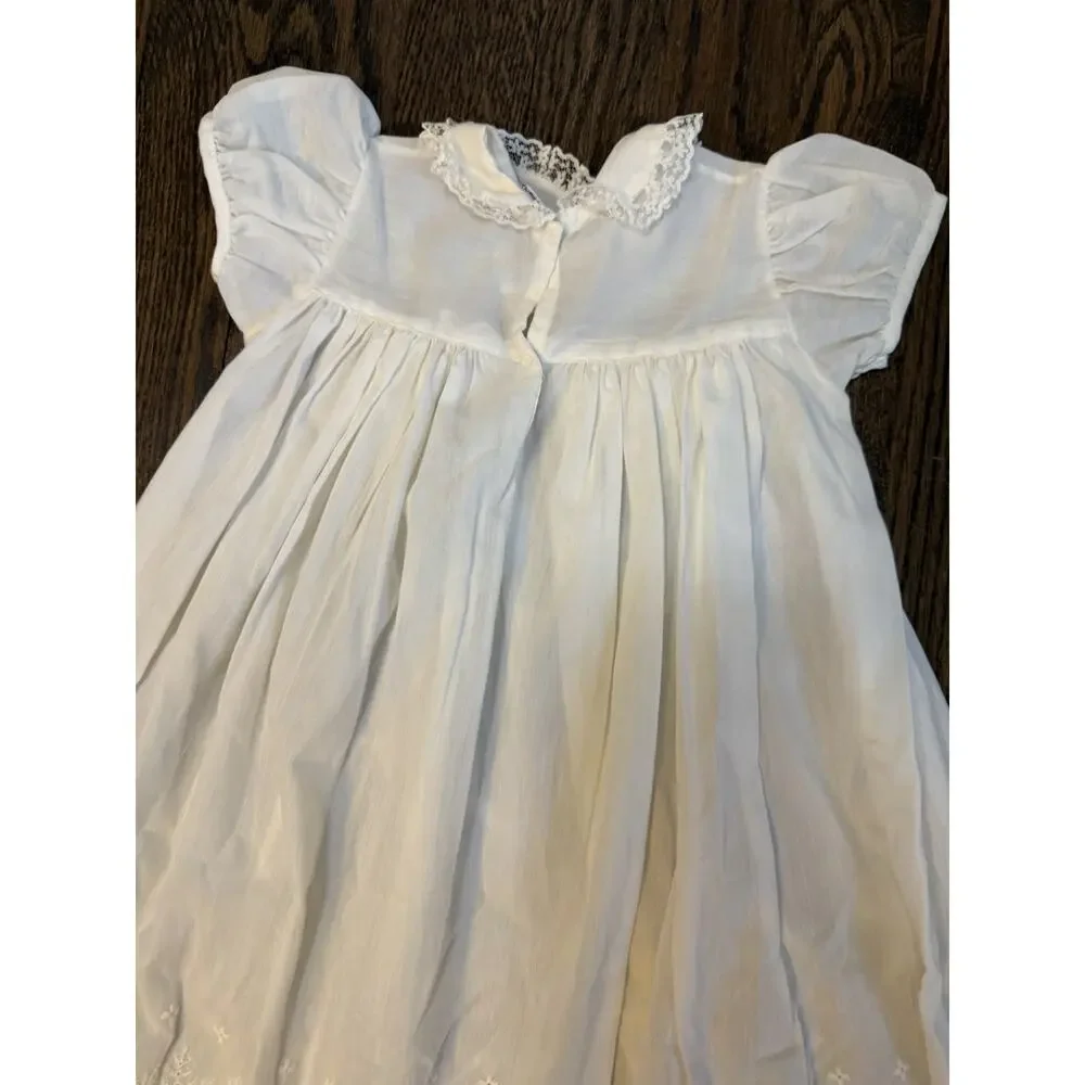 Vintage Madonna Christening Baptism Gown & Bonnet USA Made 0-6 Months Cream